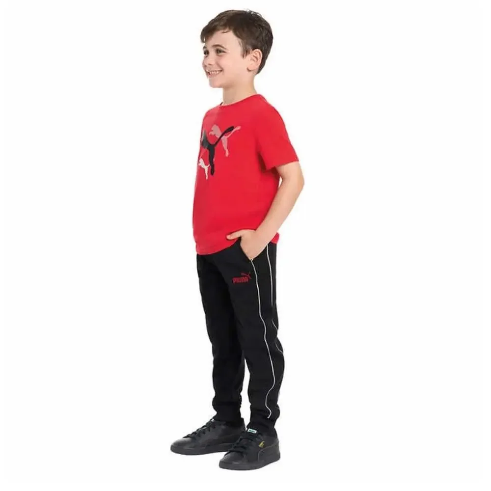 PUMA Kids' 3-piece Tech Fleece Black and Red Set size 2T